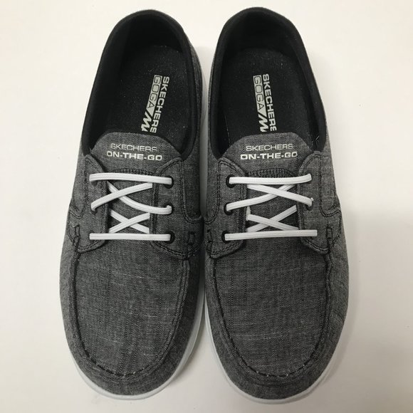 Skechers GOwalk Lite™ Isla Boat Shoes in Black/White - 15433W - Picture 4 of 16